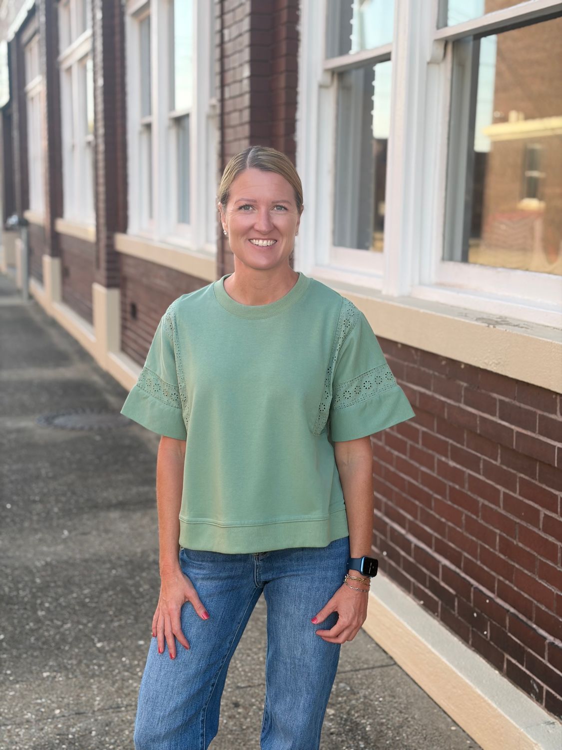 Sage Boxy Accent Top