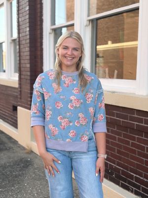Floral Print Denim Top