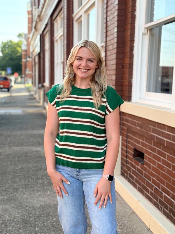 Kelly Green Striped Sweater Vest