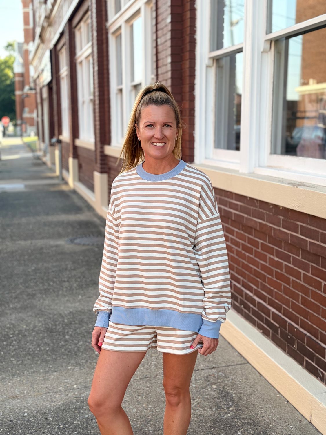 Khaki Striped Boxy Top
