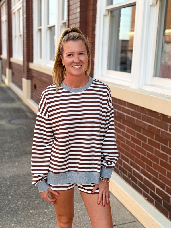 Brown Striped Shorts