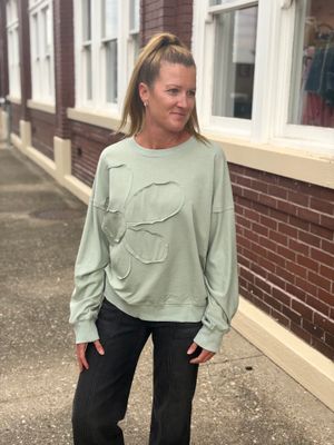Sage Flower Patch Loose Fit Top