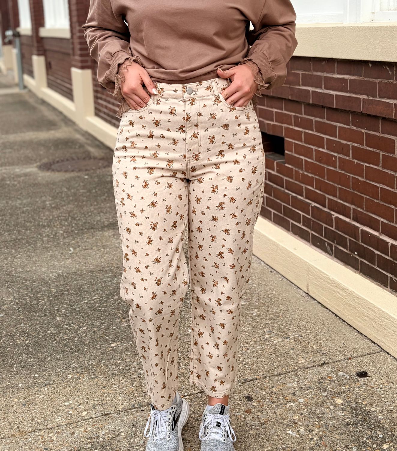 Floral Print Denim Jeans