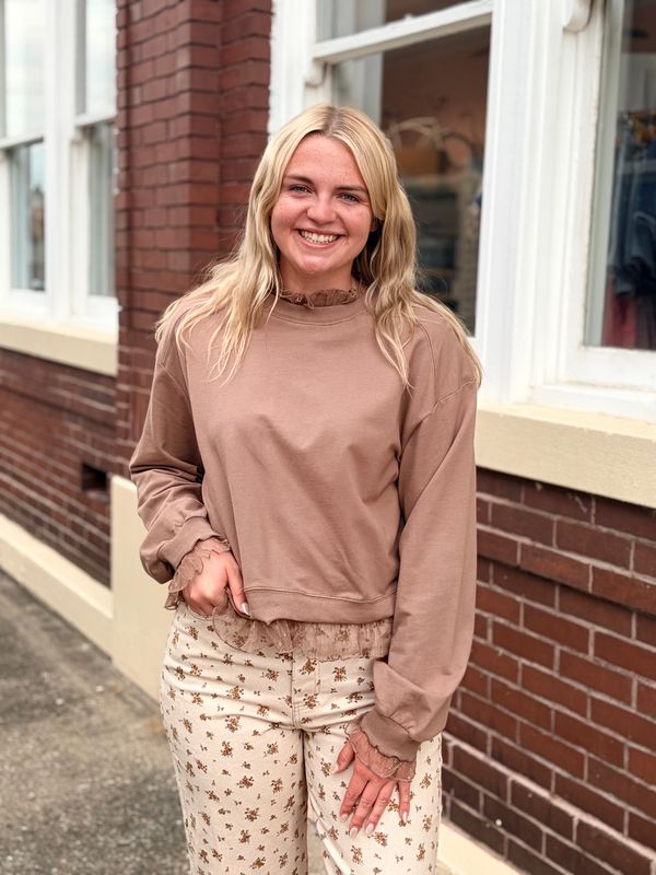 Mocha Lace Layered Sweatshirt