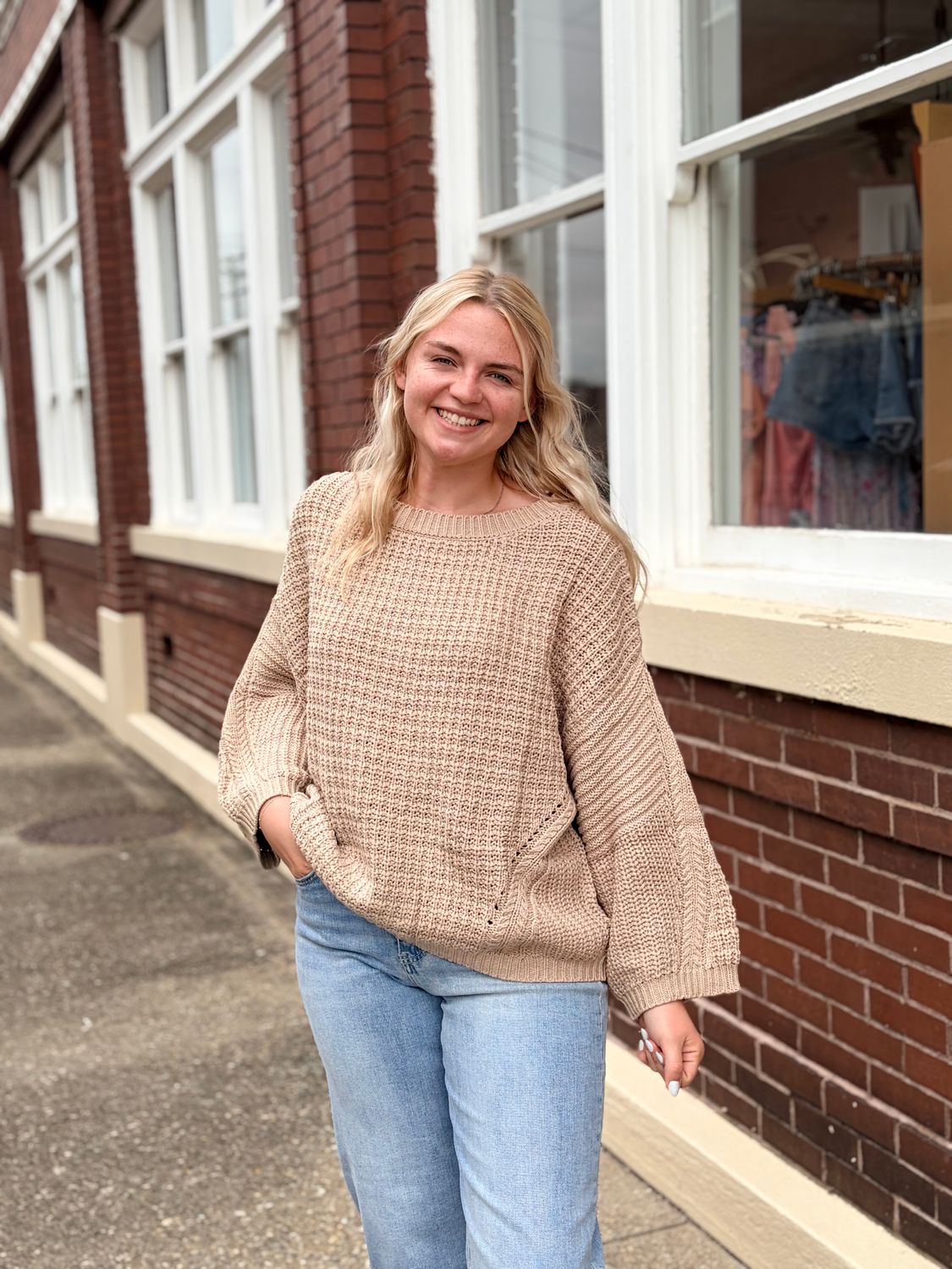Taupe Dolman Oversized Sweater