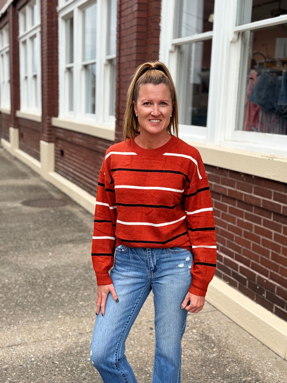 Rust Striped Sweater