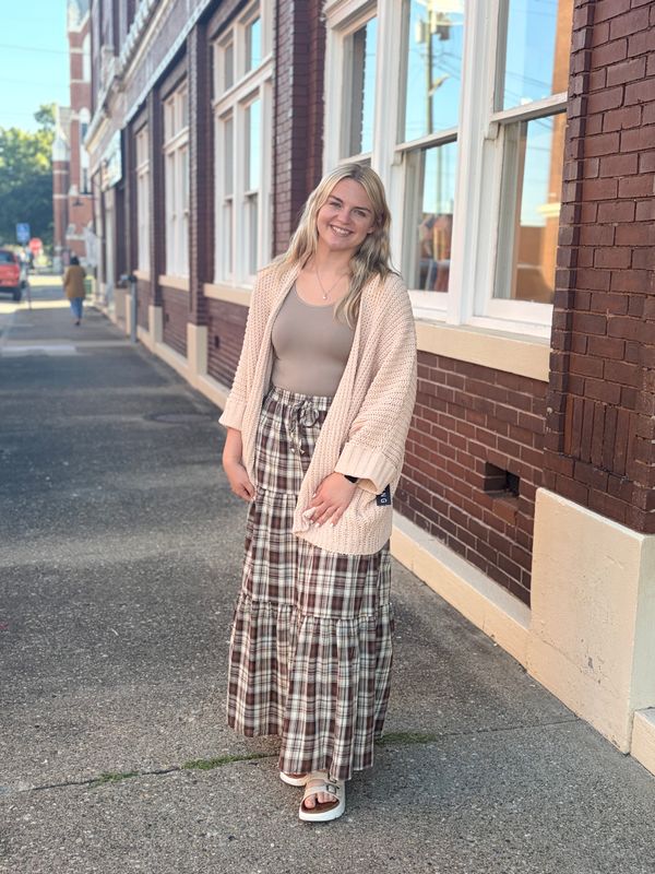 Brown Plaid Maxi Skirt