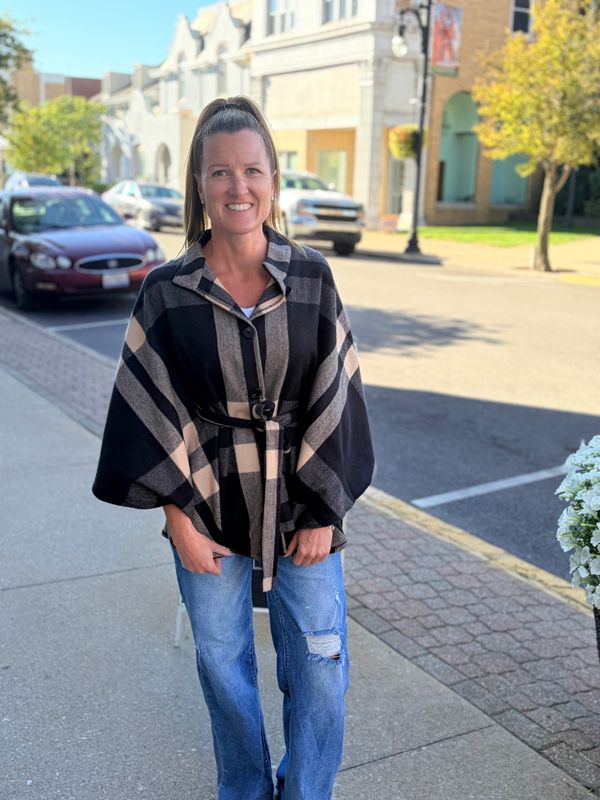 Plaid Belted Button Front Wrap