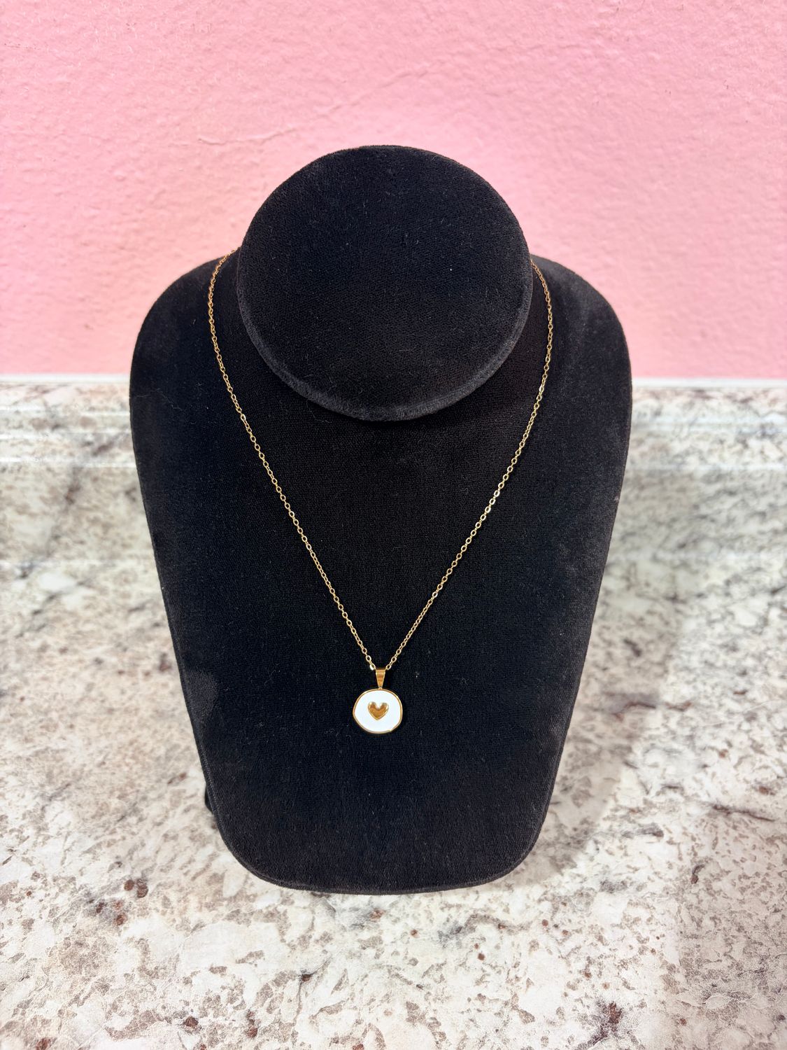 White Heart Mini Pendant Necklace