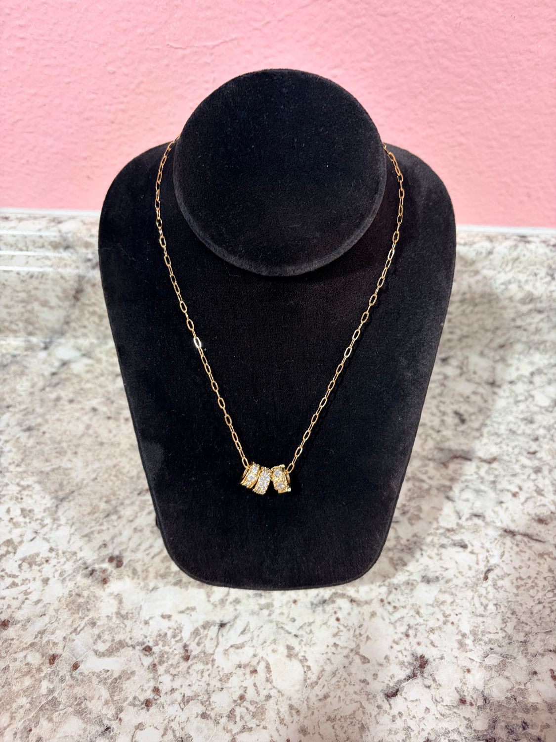 Gold Tri-Ring Necklace
