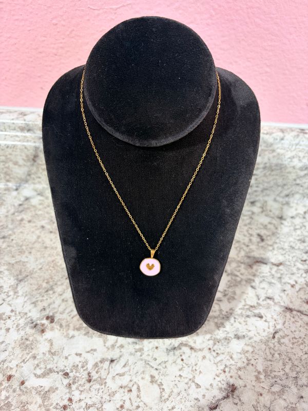 Pink Heart Mini Pendant Necklace