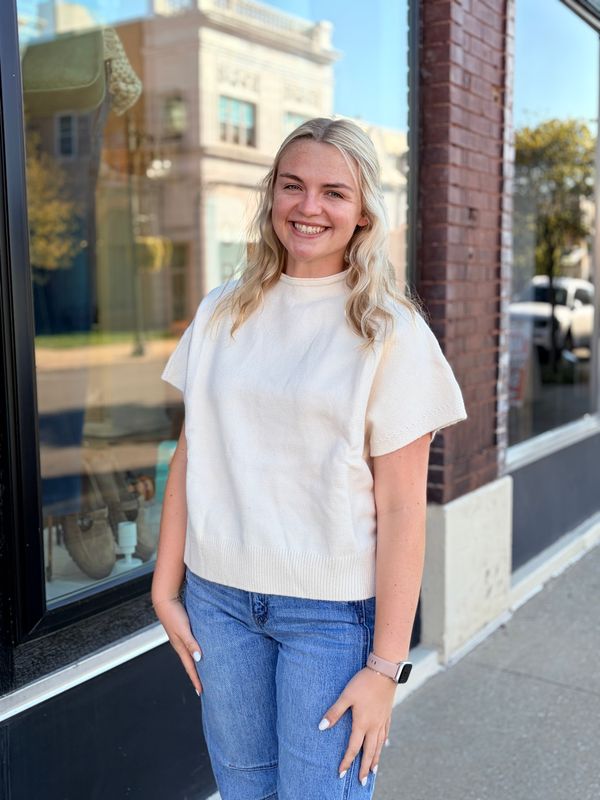 Ivory Short Sleeve Sweater