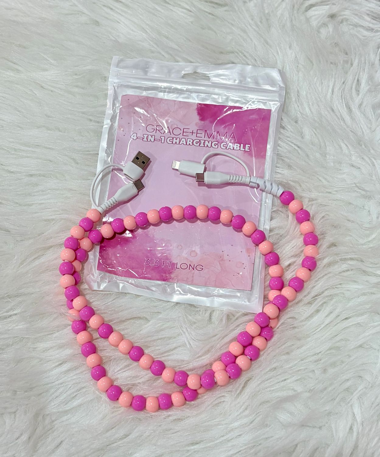 Pink Multi Beaded Charging Cable