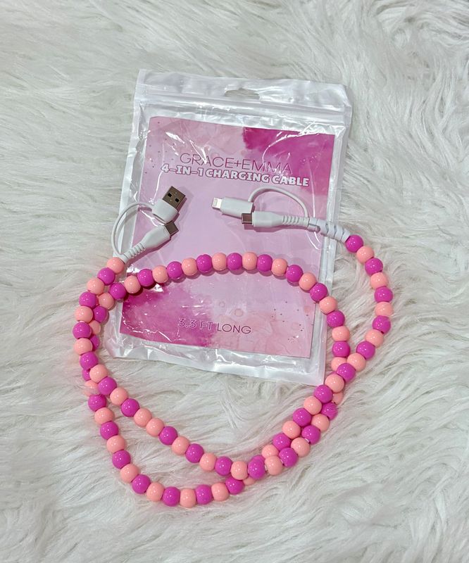 Pink Multi Beaded Charging Cable