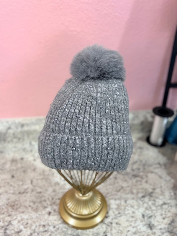 Grey Pearl Beanie