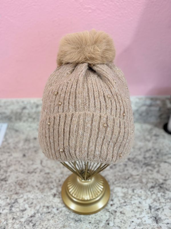 Tan Pearl Beanie