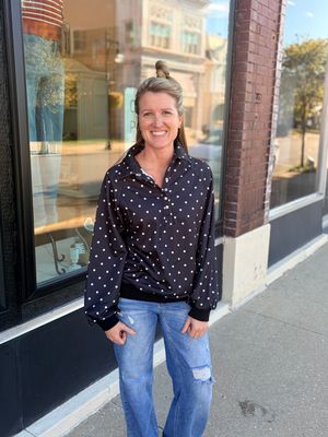 Polka Dot Collared Top