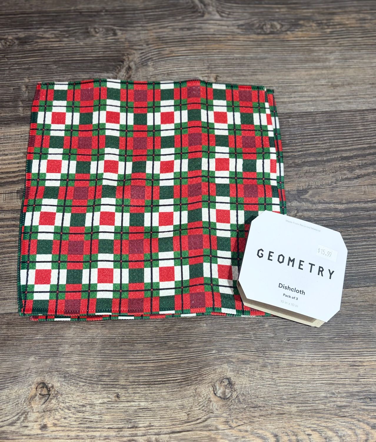 Noel Plaid 3 Pack Dishcloth Set
