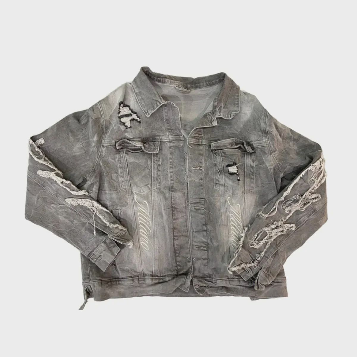 Premium Milano Applique Flame Denim Jacket PM007F25-118JKT