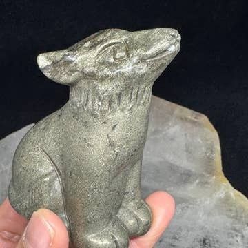 Pyrite Wolf Carving
