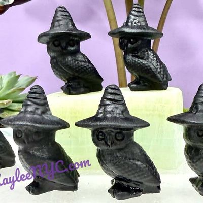 Black Obsidian Witch Owl