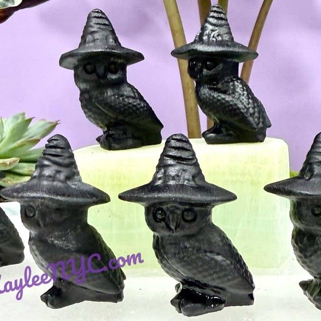 Black Obsidian Witch Owl
