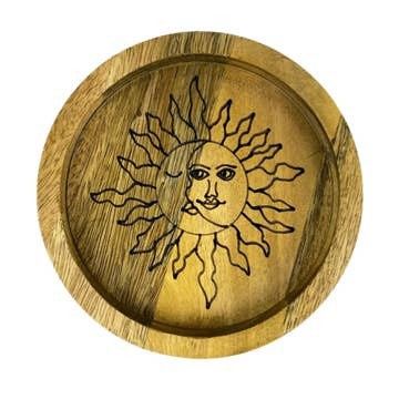 Sun &amp; Moon Wood Crystal Tray - Mango Wood
