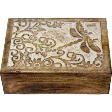 Carved Wood Box - Dragonfly
