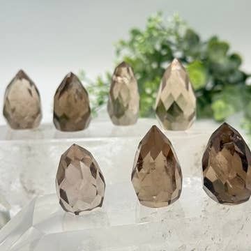 Smoky Quartz Faceted Flame 36-40mm