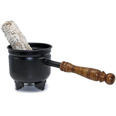 Metal Smudge w/ wooden handle - Tree of Life
