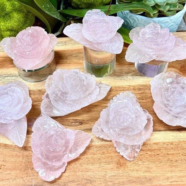 Rose Quartz Carved Rose
