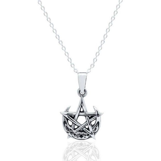 Celtic Night - Pendant Moon Pentacle W/Silver Chain