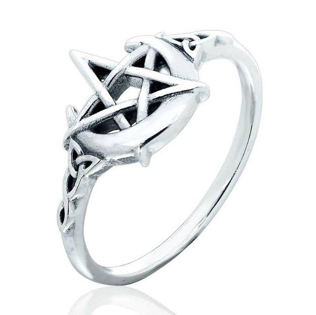 Celtic Night - Moon Pentacle Ring, Size: 7