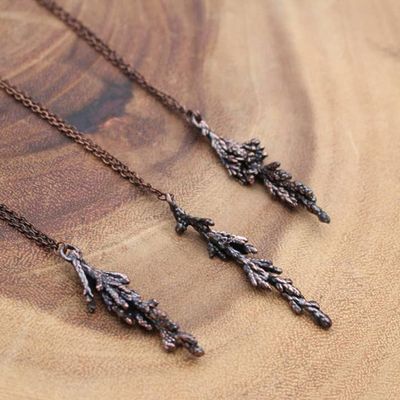 Real Juniper Sprig Branch Necklace
