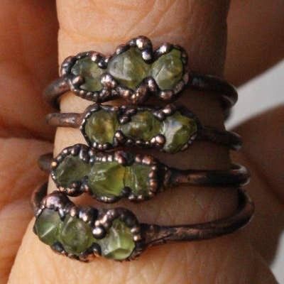 Peridot Crystal Stacking Ring | Copper Multi-Stone Ring