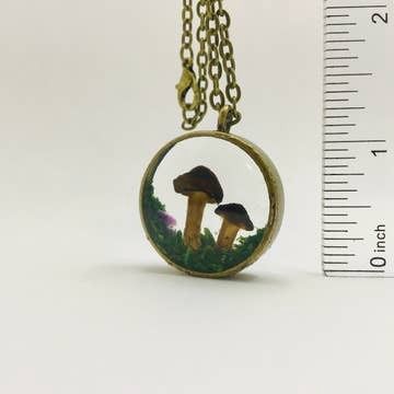 Real Mushroom Curiosity Charm Necklace