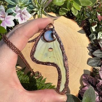 Opalite Lunar Moth Wing Necklace