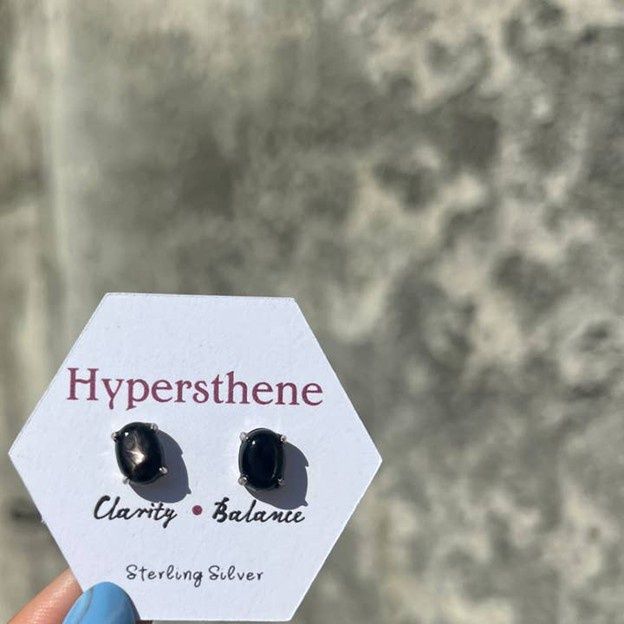 Hypersthene Star Gemstone Studs