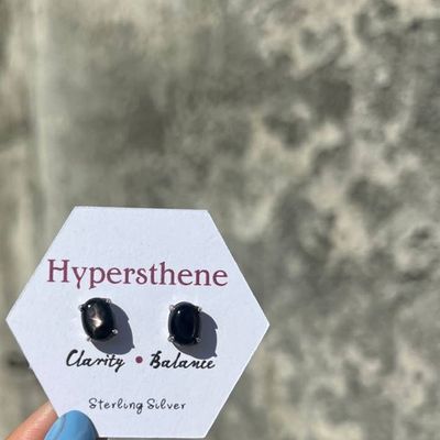 Hypersthene Star Gemstone Studs