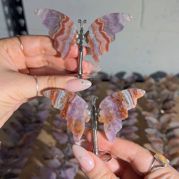 Amethyst Lace Agate Crystal Butterfly
