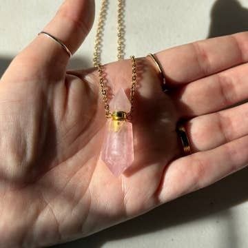 Rose Quartz Essential Oil Crystal Necklace