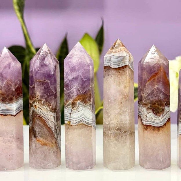 Natural Amethyst Lace Agate Obelisk Tower Point