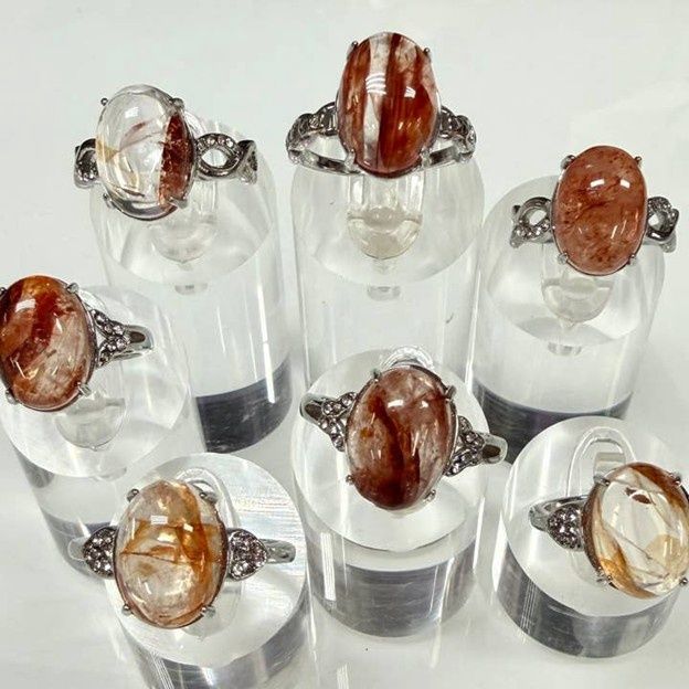 Hematoid (Fire Quartz) Stainless Steel Ring