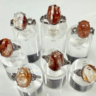 Hematoid (Fire Quartz) Stainless Steel Ring