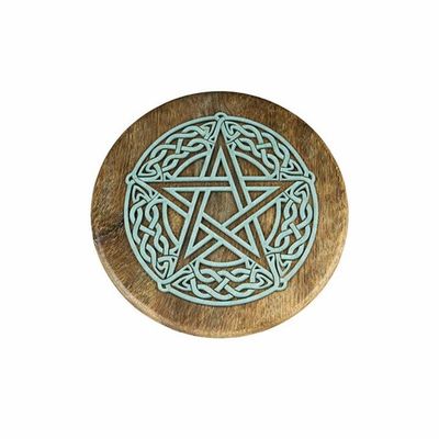 Celtic Pentacle Wooden Altar Stool