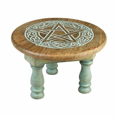 Celtic Pentacle Wooden Altar Stool