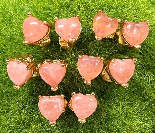 Rhodochrosite Heart Stud Earring