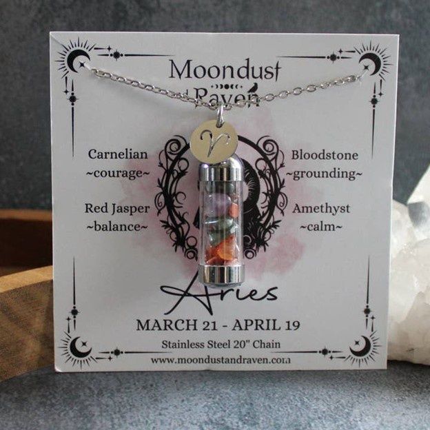 Aries Crystal Vial Necklace