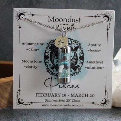 Pisces Crystal Vial Necklace