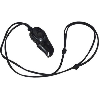 Buffalo Horn Hand Carved Necklace - Raven Skull